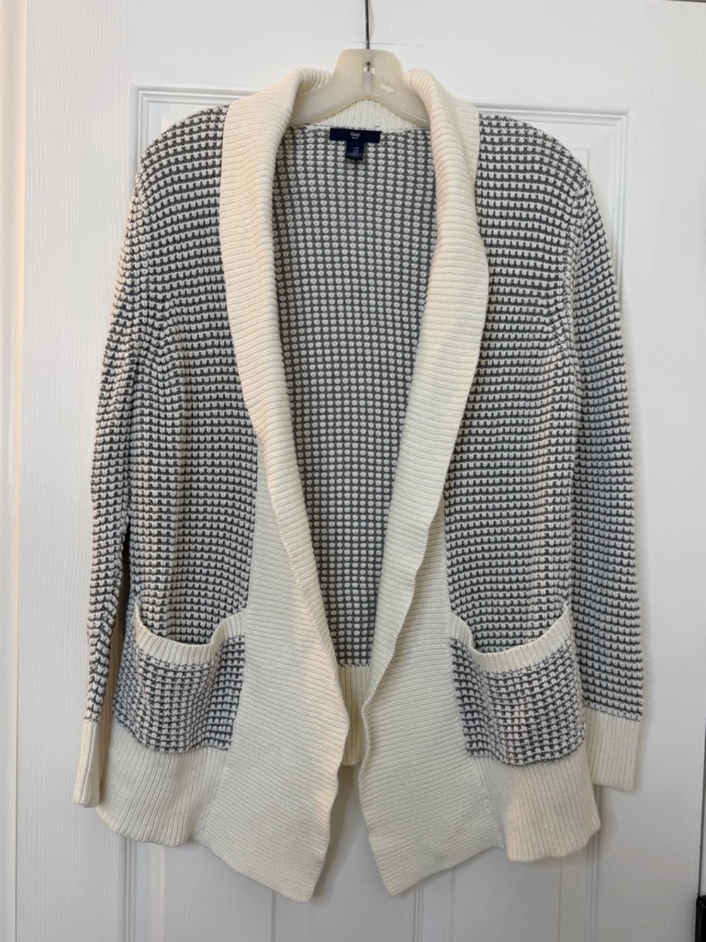 GAP Cream and Gray Knit Cardigan